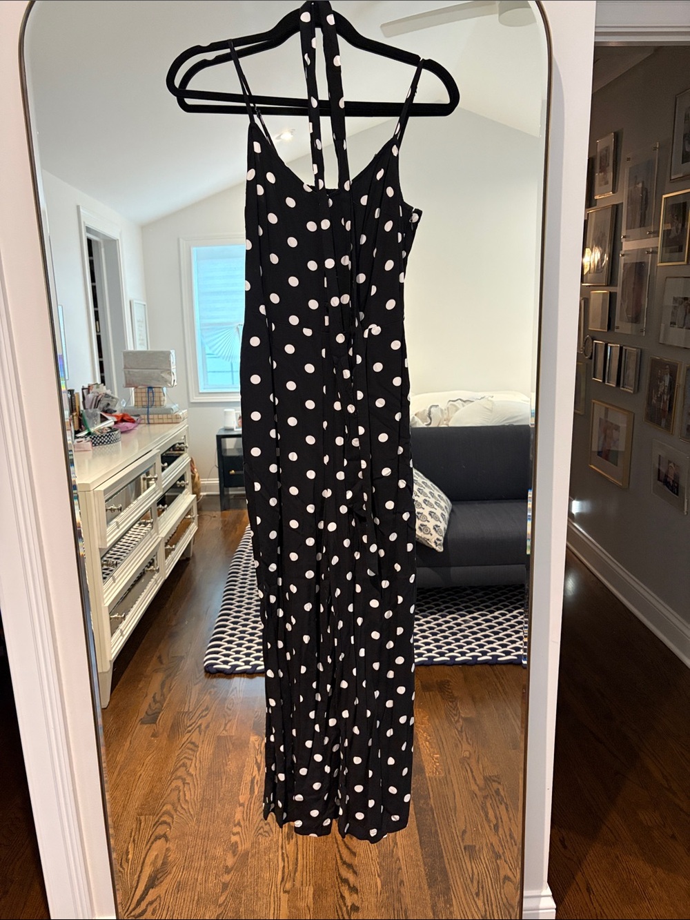 J.Crew Black Jumpsuit with White Polka Dots